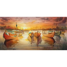 Shaima Umer, 10 x 22 Inches, Watercolor on Paper, Seascape Painting, AC-SHA-087